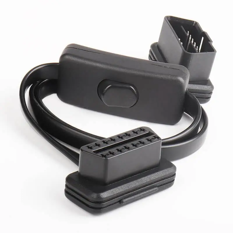 with Switch OBD2 Extension Cable Slim Angled Male Female Automobile OBD 8 Pin Length 60Cm