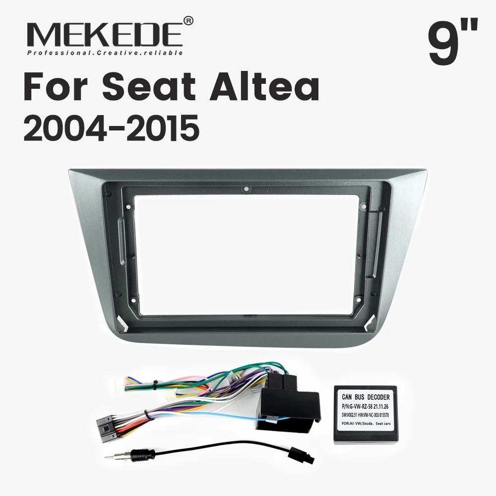 Multimedia Radio Frame Kit 9-inch Dashboard Single Frame Cable Canbus Panel Radio Bezel Complete Set For Seat Altea 2004-2015