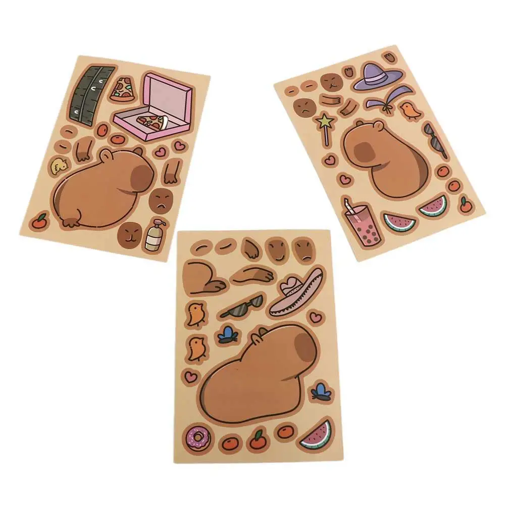 Make a Face Sticker Capybara Sticker DIY Sticker Cartoon Toy Puzzle Stickers Lovely DIY Face Changing Stickers Kids Sticker