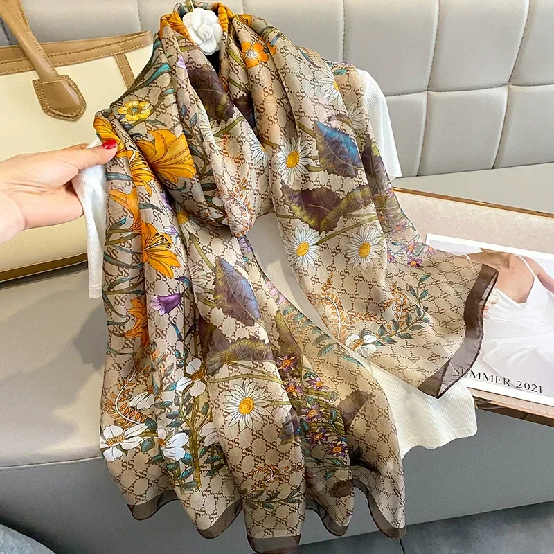 180*140cm Luxury Brand Summer Female Pareo Beach Scarf Women Sunscreen Outdoor Shawl Wrap Chiffon Soft Large Bandanna Foulard Kk