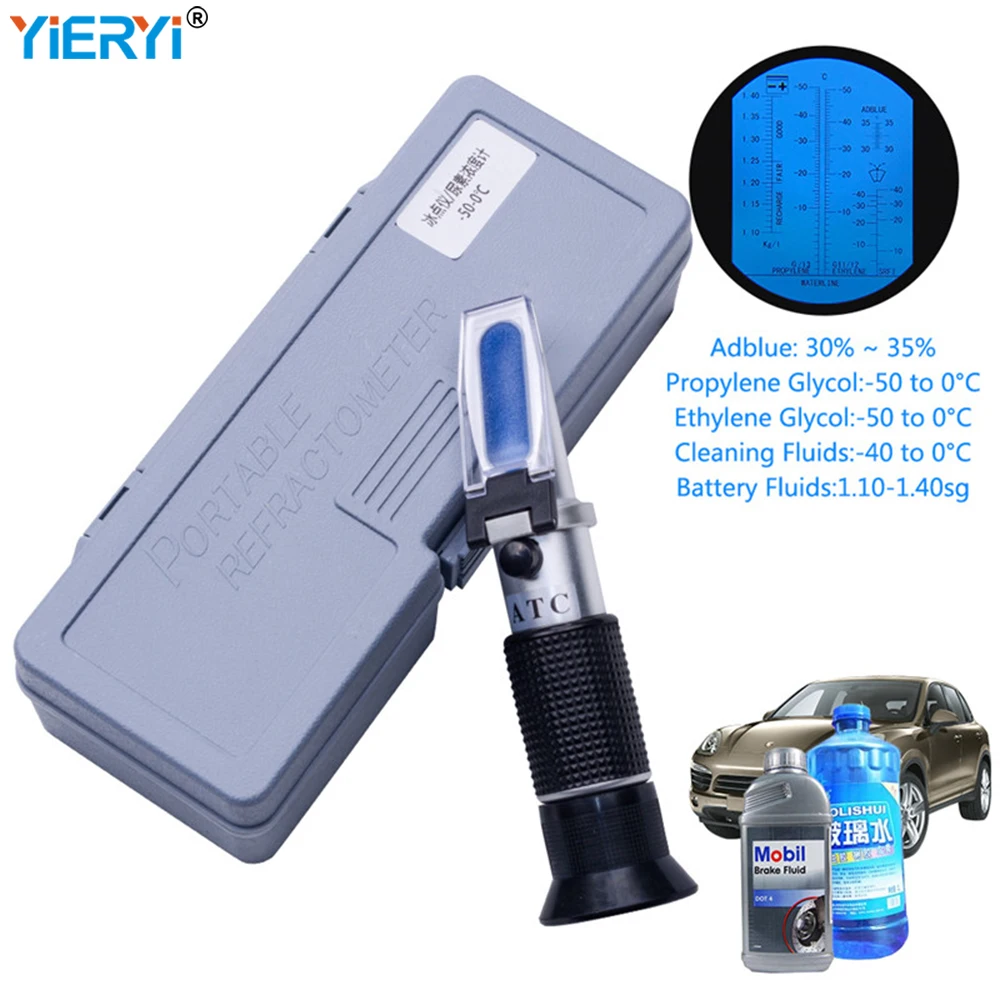 4 In 1 HandHeld Freezing Point Refractometer Urea Adblue Meter Engine Fluid Glycol Antifreeze Battery Car Antifreeze Tester Tool