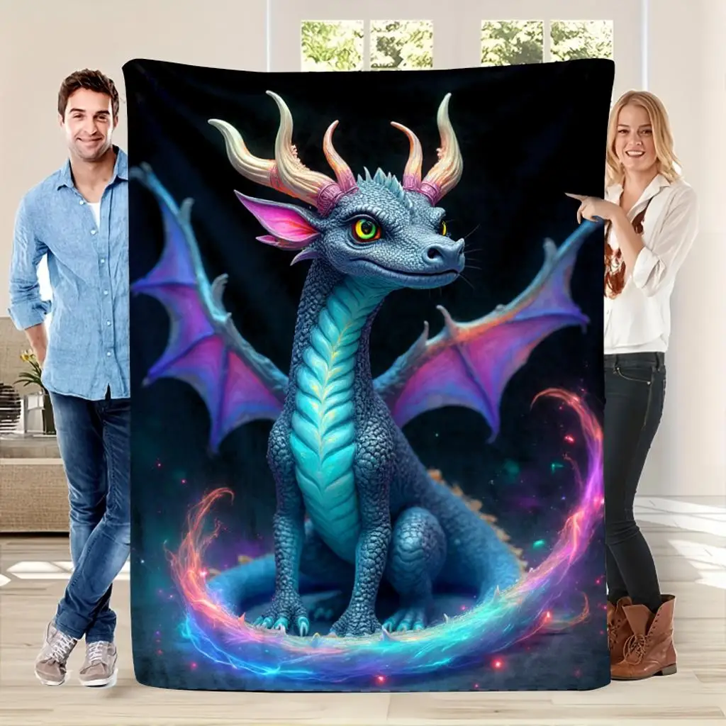 Ultimate 150x200cm Fantasy Dragon Throw Blanket Plush Cozy Decor Gift for Gaming Lovers Anime Sci Fi Mythological Art