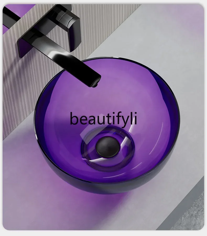 

SS Transparent platform Color crystal household wash basin Resin hotel B & B balcony Art wash basin