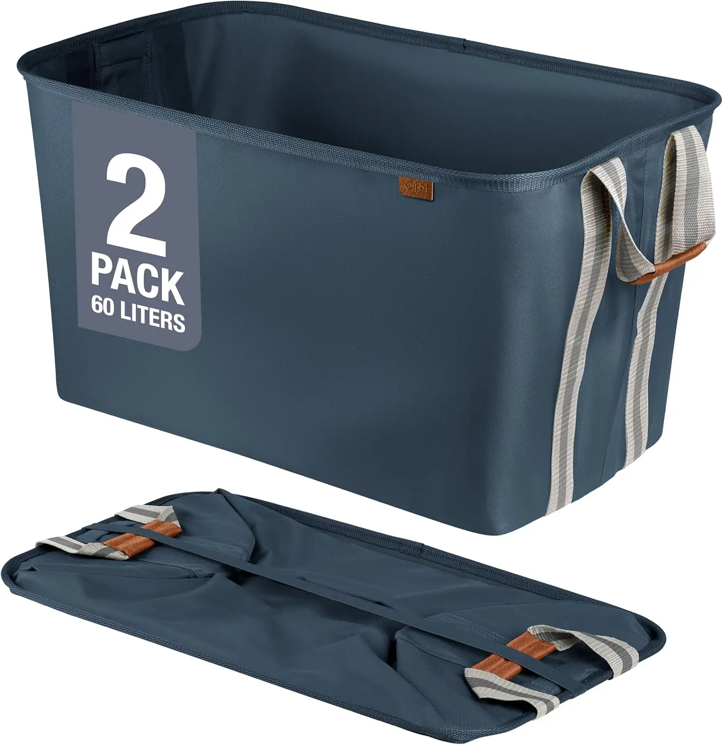 

Складная корзина для белья — складной органайзер для хранения вещей на 60 л с ручками для дома и путешествий, 2 шт.