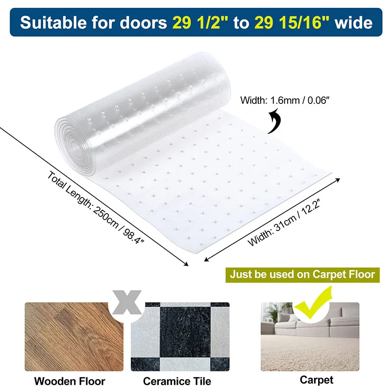 8.2Ft/5.2Ft Cat Carpet Protector Non-Slip Clear PVC Pet Scratch Stopper for Carpet Easy to Cut Floor Runner from Scratching Rugs