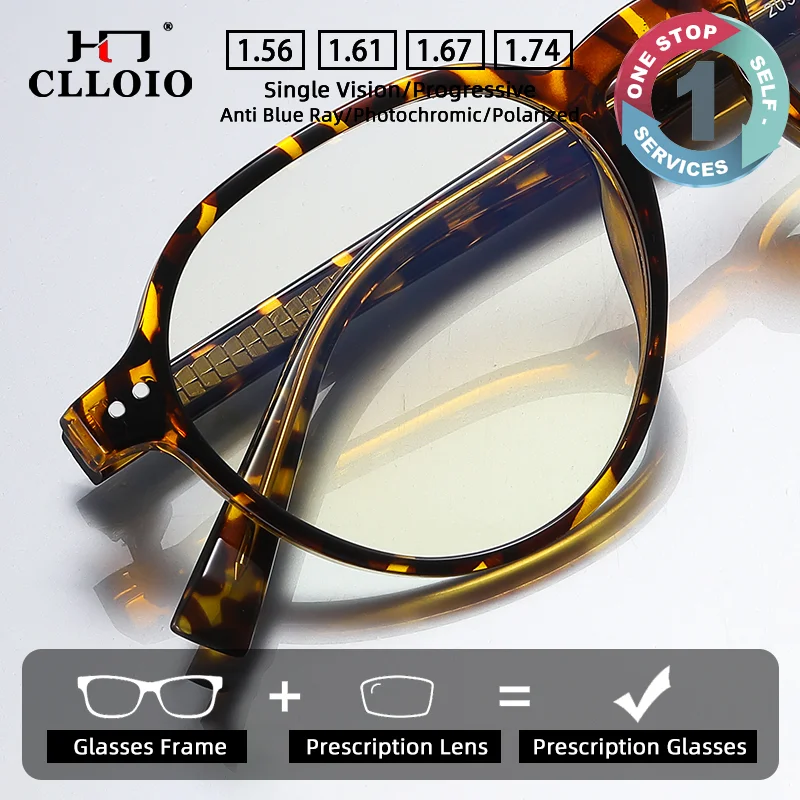 

CLLOIO Retro Round Blue Light Blocking Prescription Glasses Men Multifocal Reading Glasses Women Trendy Myopia Optical Eyewear