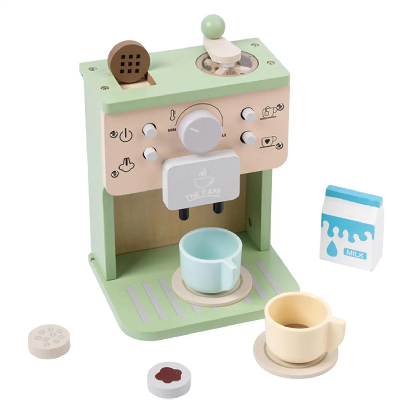 Houten koffiezetapparaat speelset, houten glad oppervlak, café kookgerei cadeau, espressomachine keuken speelgoed fantasiespel voor meisjes jongens