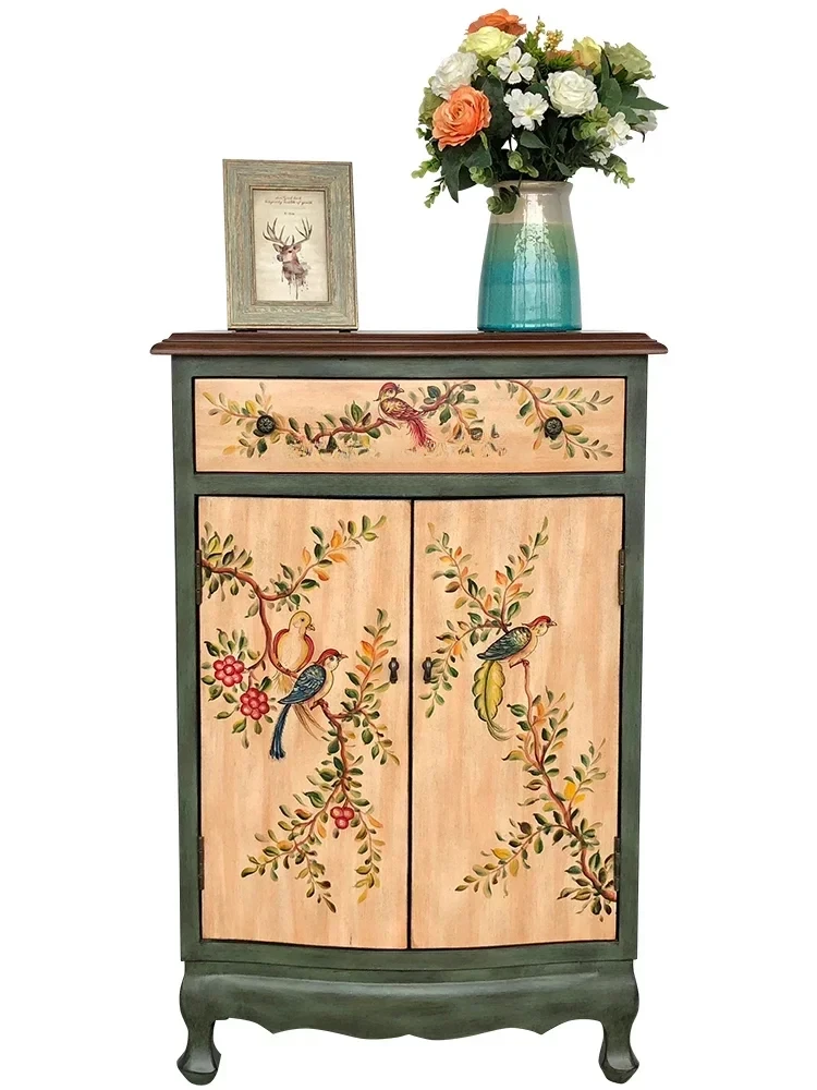 

Y Mediterranean foyer, entrance cabinet, American rural retro ultra-thin, painted furniture, living room storage cabinet