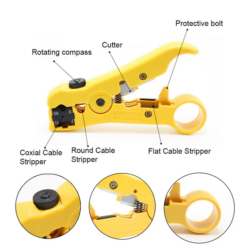 Automatic Stripping Pliers Universal Coaxial Cable Wire Stripper Wire Cable Tools Stripping Crimping Hand Tools Hexagon Wrench