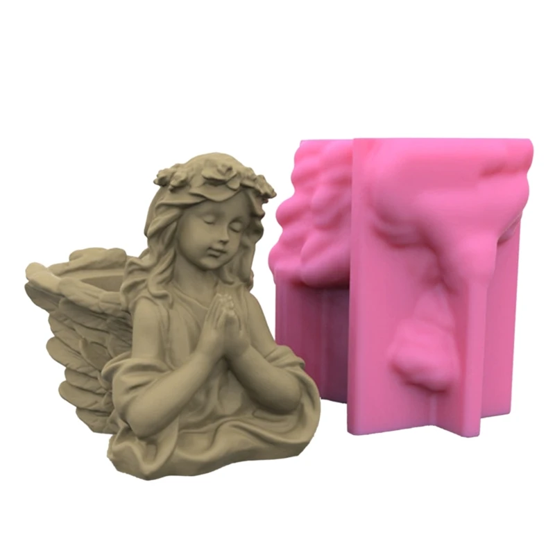 Geometric Praying Girl Gypsum Silicone Molds Storage Box Mold for Making Succulent Plants Pot Flower Pot Pen Holder