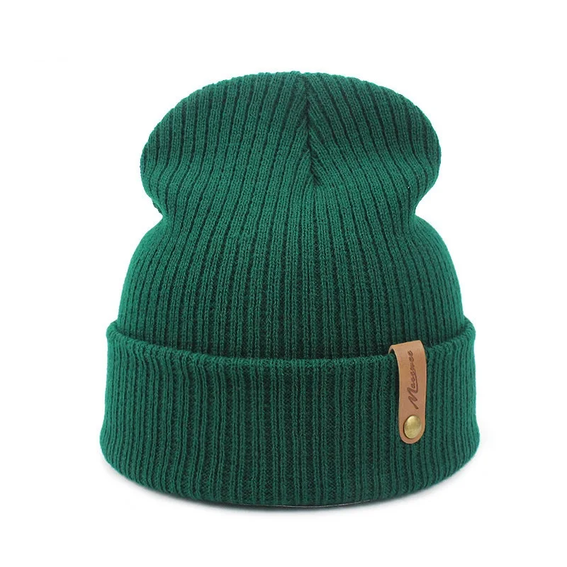 Knitted Hats for Men and Women, Skullies Caps, Warmer Bonnet, Casual Cap, Monochromatic, Male and Female, Winter, 2024