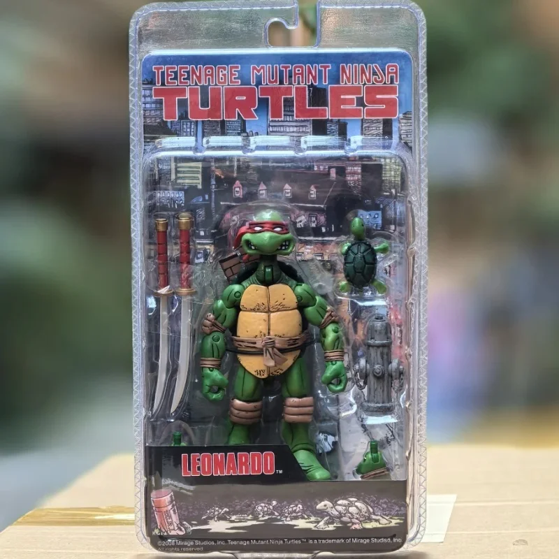 14cm In Stock New NECA Teenage Mutant Ninja Turtles Leonardo Leads Tmnt Turtles First Ninja Anime Action Figure Model Toys Gifts