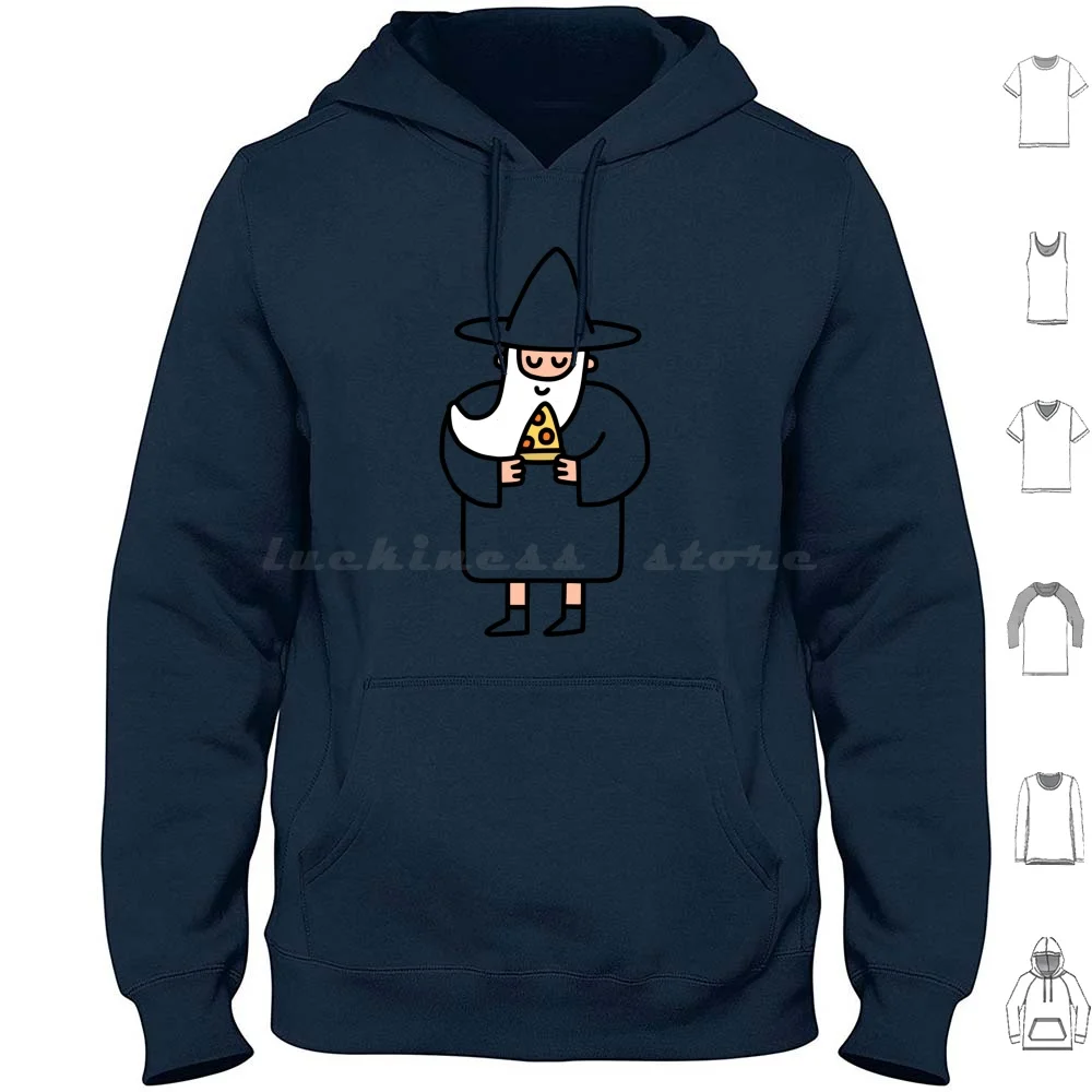 Mago Pizza sudaderas con capucha de manga larga Pizza mago lindo divertido mágico Pepperoni queso barba mago sombrero comida comer