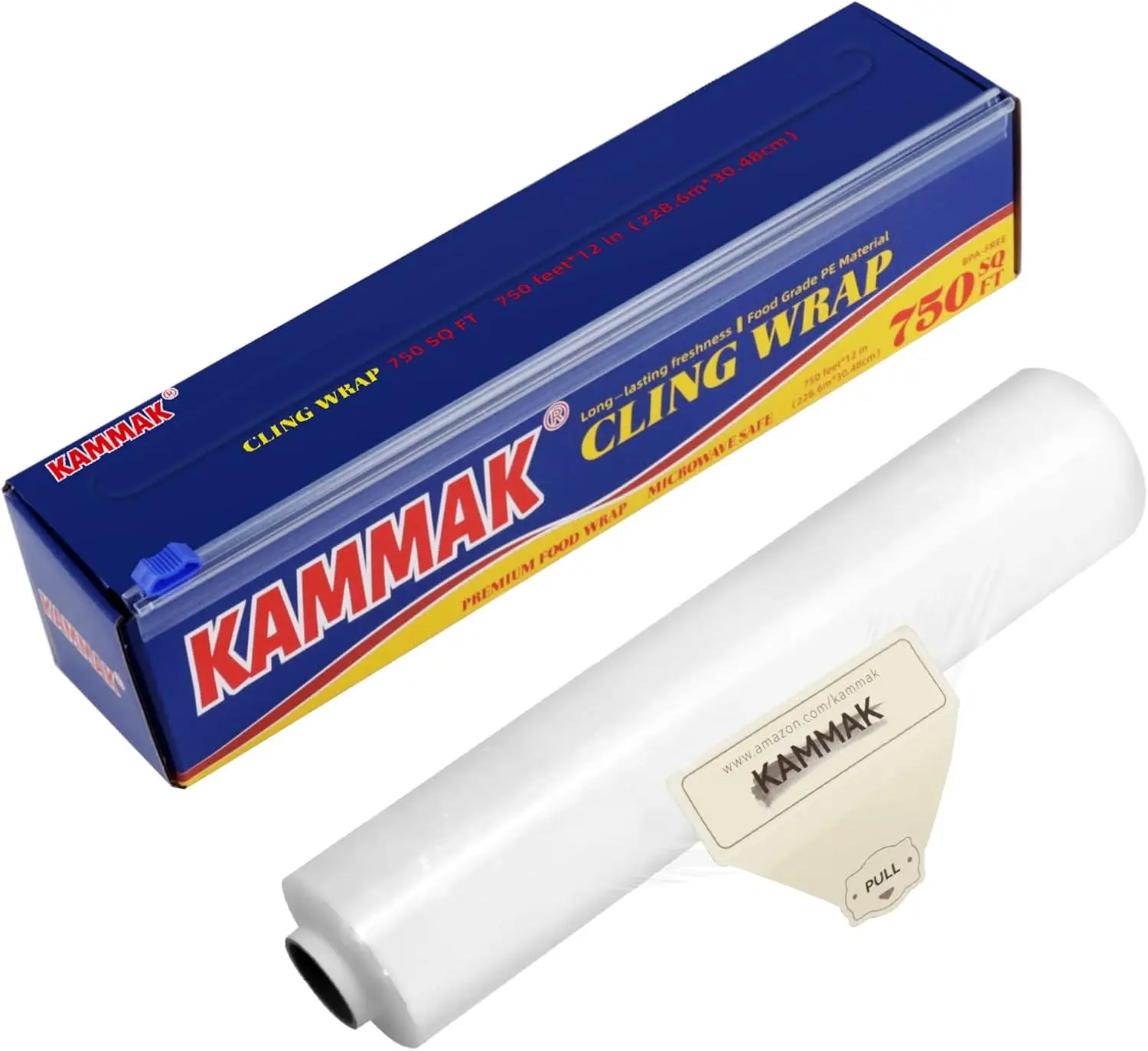 

Plastic Food Wrap with Slide Cutter, 12" x 750 ft, Professional Cling Film, BPA Free