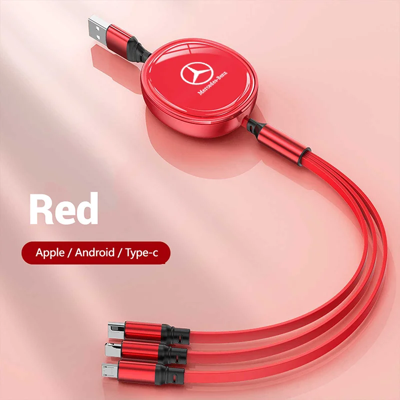 New Retractable 100W Fast Charge Cable iPhone USB Type For Mercedes Benz E-Class E260L C260L E200 E260 E300 Accessory Keychain - view 4