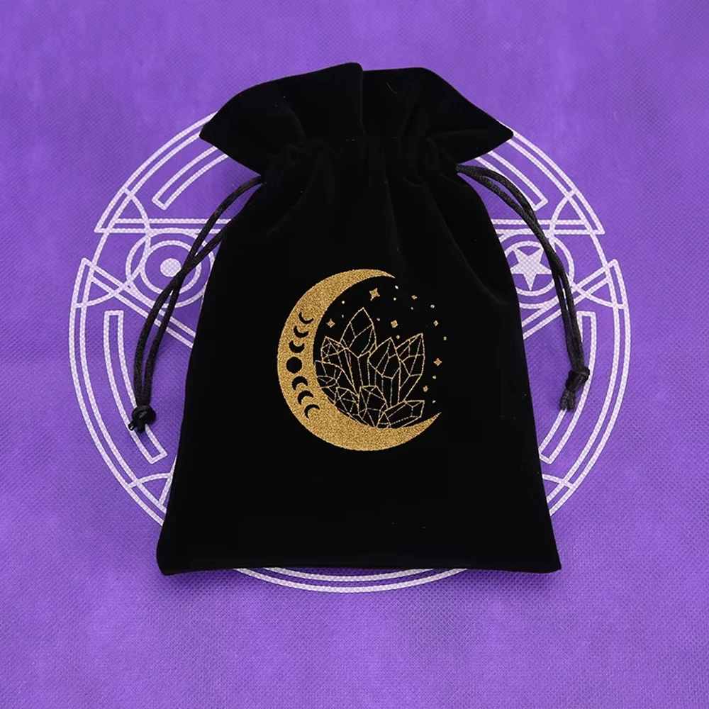 Velvet Drawstring Tarot Storage Bag with Embroidery Design