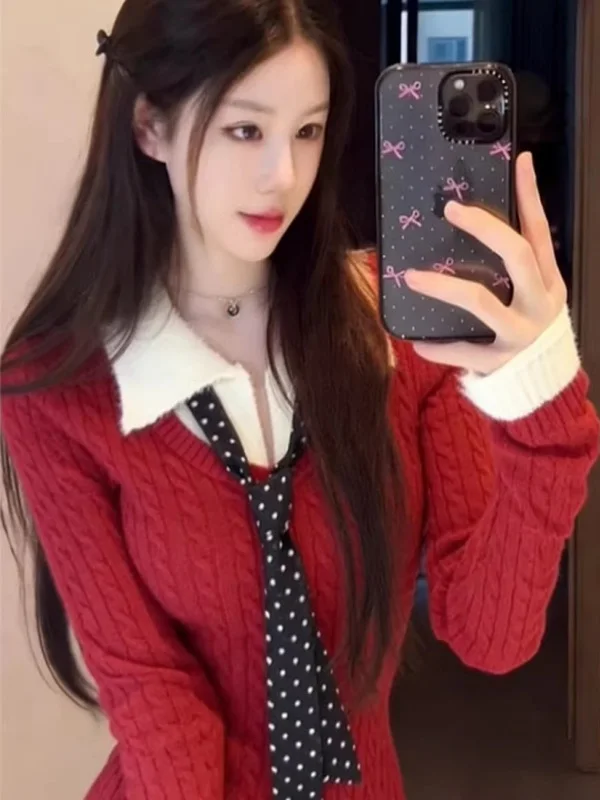 

Spring 2026 Women's Slim Fit Long Sve Ne Knitted Sweater Color Blo Base irt Soft Comfortable Knitwear Casual Sle