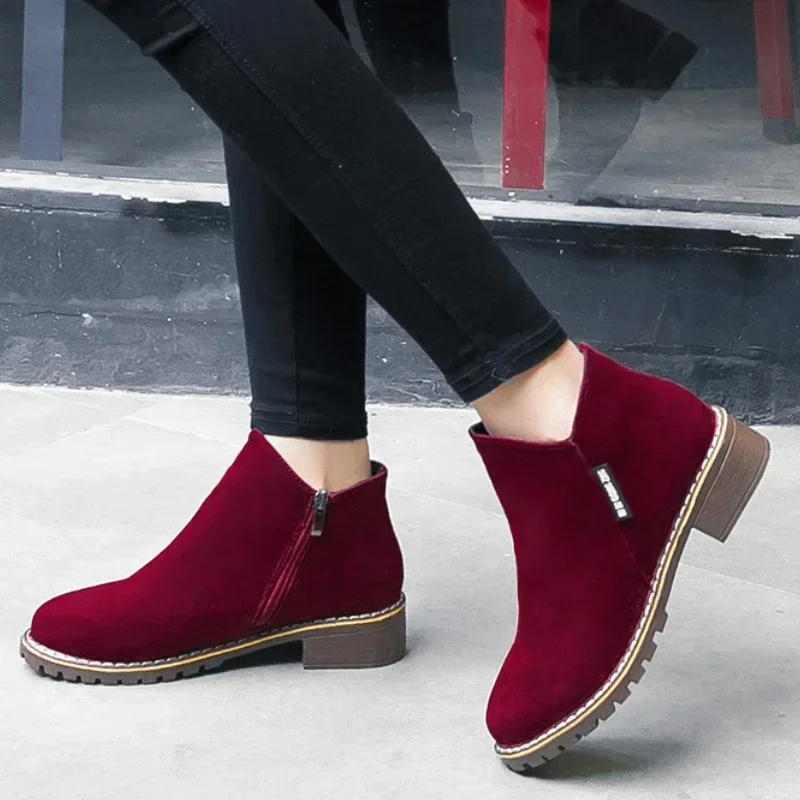 Women Boots 2024 Autumn Winter Boots Female Shoes Brand Ladies Ankle Heels Shoes Woman Suede Leather Boots