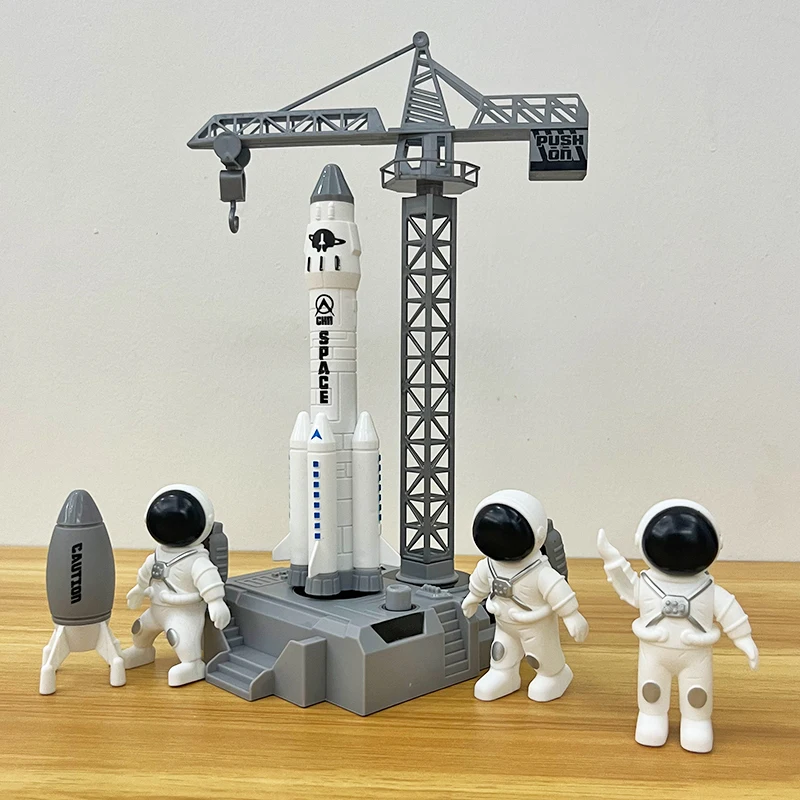 1pcs Rocket+1pcs Launch Station+3pcs Astronaut (Capable of Launching Rockets), CHILDREN\'S Astronaut Spacecraft Model Toy