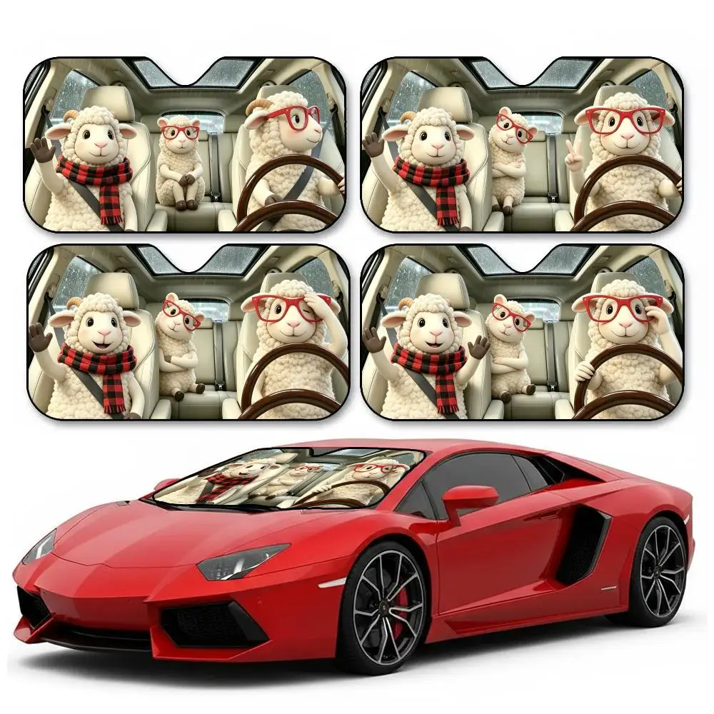 

1P-Sheep Sheep Sun Visor Aluminum Foil Windshield Sunshade, UV Protection Heat Insulation Reusable