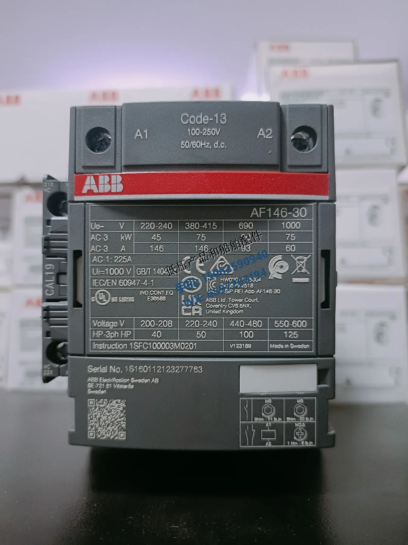 New Original ABB AC And DC Contactor AF146-30-11-13 Voltage 100-250VAC/DC