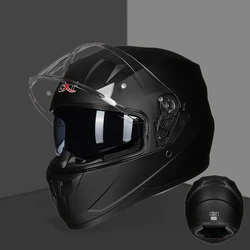 Dual Lens Full Face Motorhelm Dot Goedgekeurd Helm Riding Motocross Racing Motobike Matte Zwarte Capacete Moto Winter