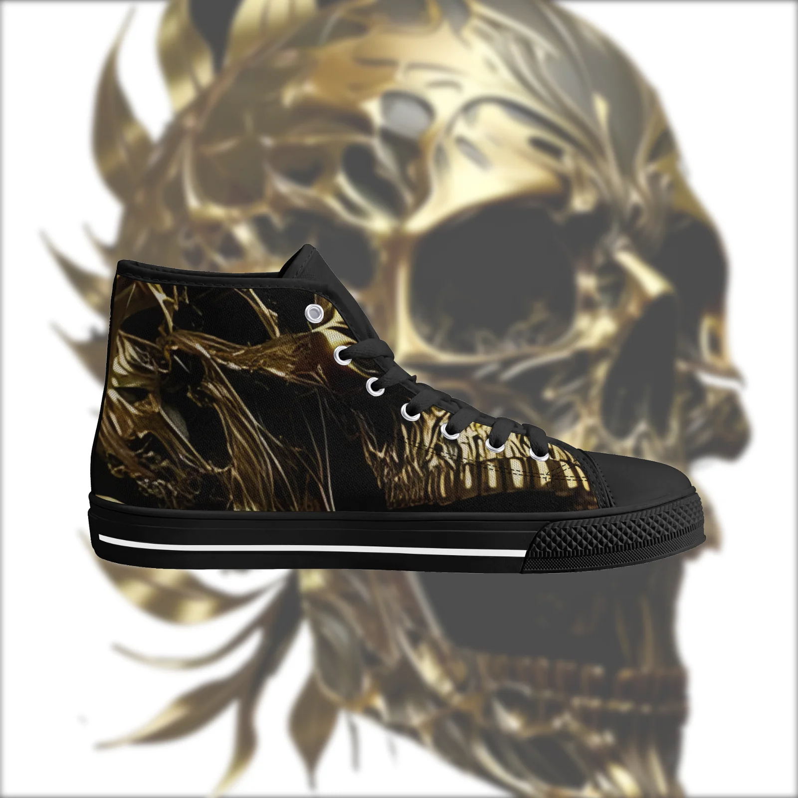 

Men's Canvas Shoes Skeleton Gothic Skull Prints Classic High Top Vulcanized Shoes Teens Boys Flats Walking Shoes