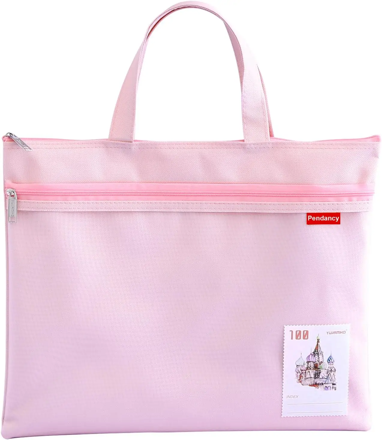 

Large Mesh Zipper Pouch 11x13.7in, Double Pocket Waterproof File Bag with Handle, A4 Foldable Storage for Travel, Office, Puzzle Projects (Pink)