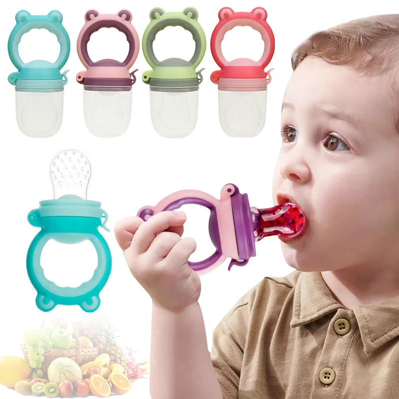 Baby Feeder Silicone Fresh Food Nibbler Kids Boy Girl Bear Ear Fruit Feeding Safe Infant Baby Supplies Nipple Soother Bottles