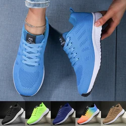 Women's Breathable Knit Sneakers, Casual Lace Up Outdoor Shoes, Lightweight Low Top Walking Shoes
