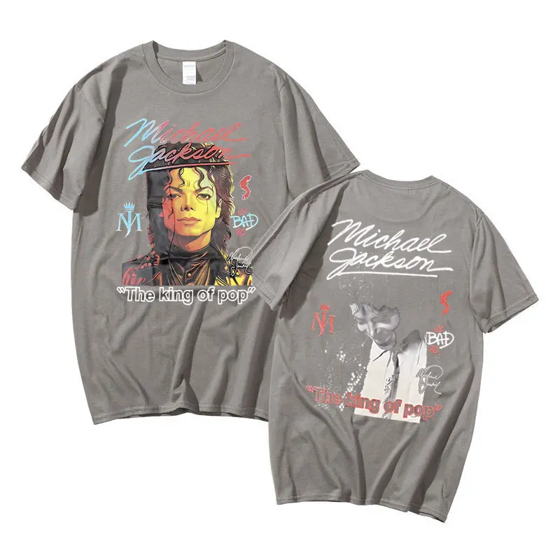 90s Classic Vintage Michael Jackson T Shirts Men Women Punk Rock Tshirt Streetwear Male Gothic Oversized Short Sleeve Black Tees