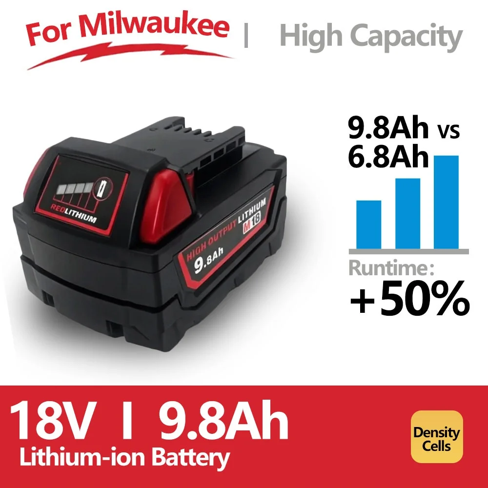 

For 18V Milwaukee 9.8Ah Replacement Lithium ion Battery M18 Power Tool Battery 48-11-1815 48-11-1850 48-11-1860 Z50