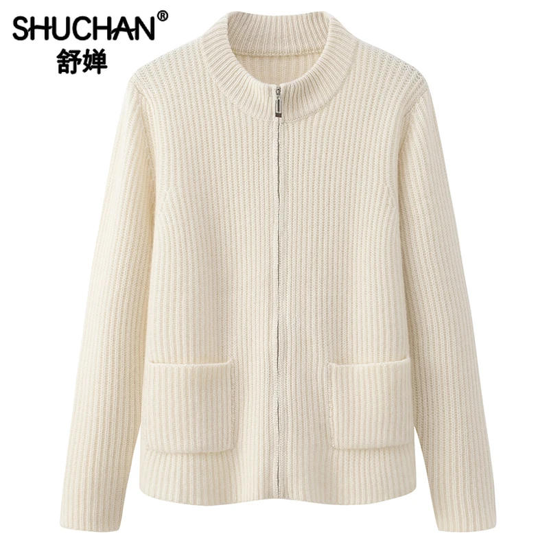 Sweaters for Women Pure Cashmere High Quality Winter Thick Warm New Pockets  Casual  A-straight Zipper Casaco Feminino