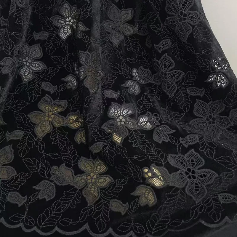 

Кружевная ткань с вышивкой розы, бархатная основа, осенне-зимнее платье, свадебное платье, швейная ткань ручной работы