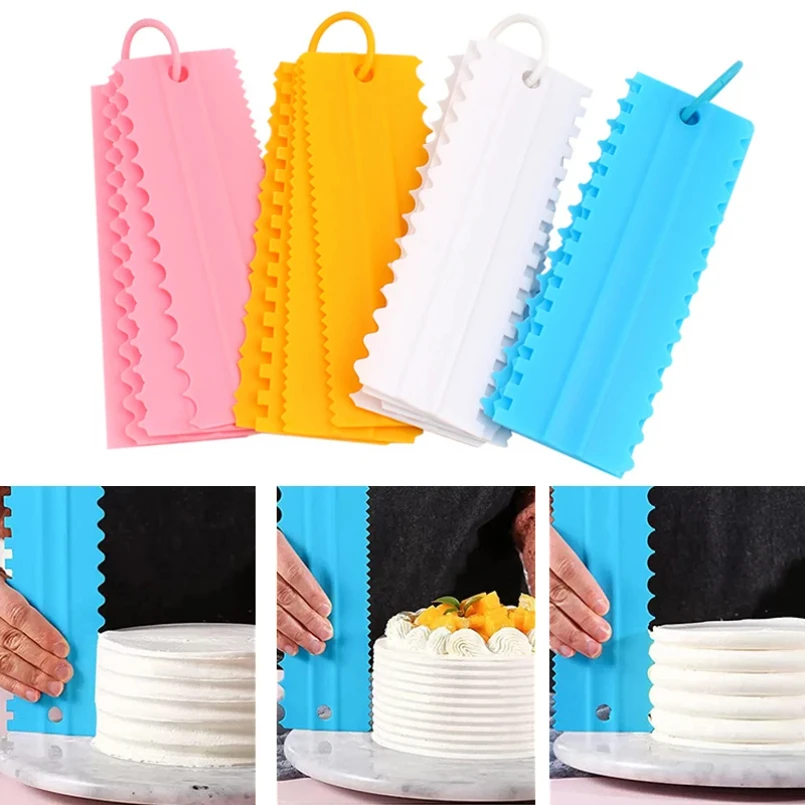 

BCMJHWT Cream Scraper Irregular Teeth Edge Spatulas Cake Baking Scraper Fondant Cake Slicer Pastry Cutters Tools DIY Decorating
