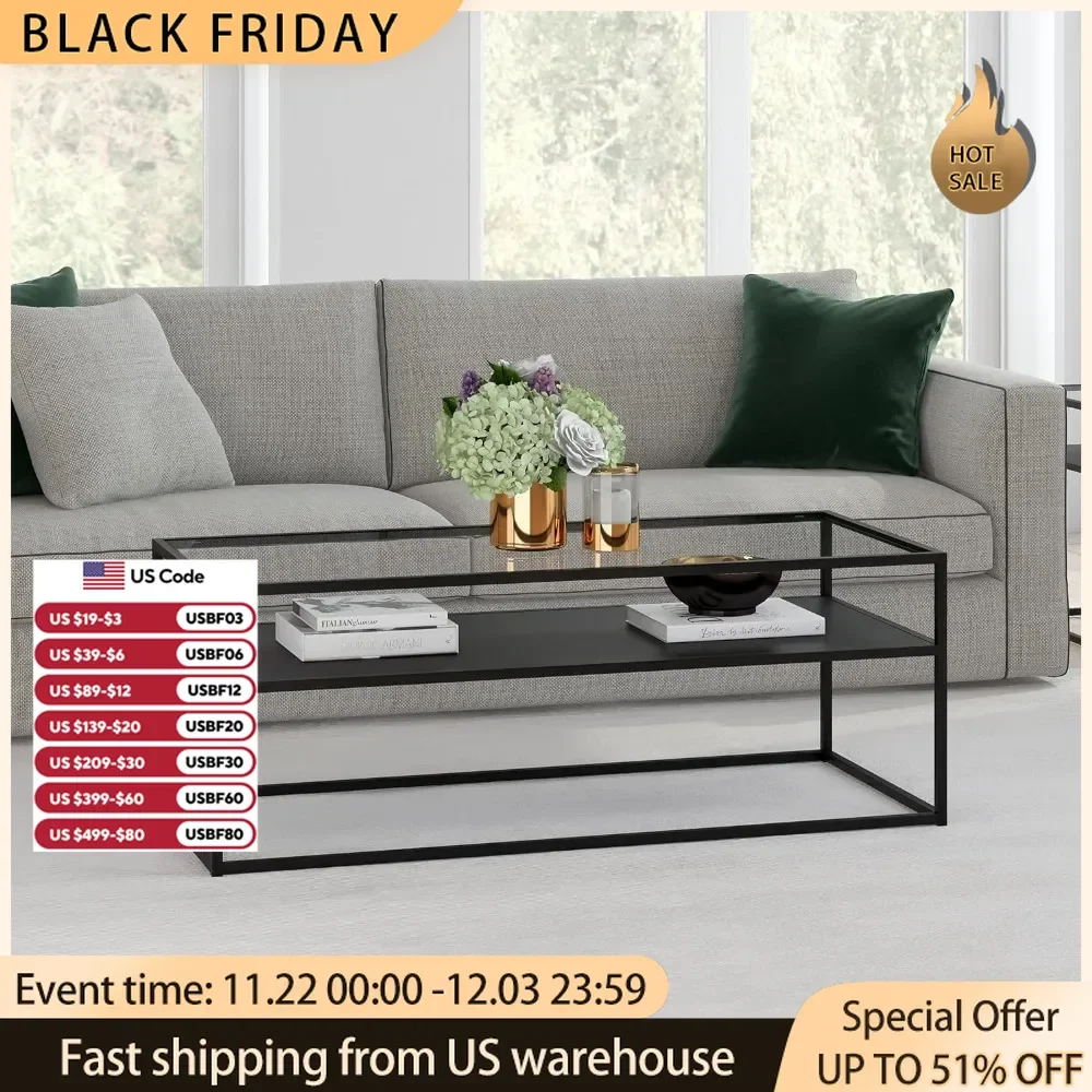 Tea and Coffee Tables for Living Room Ada 46'' Wide Rectangular Coffee Table in Blackened Bronze Furniture End of Tables Dining