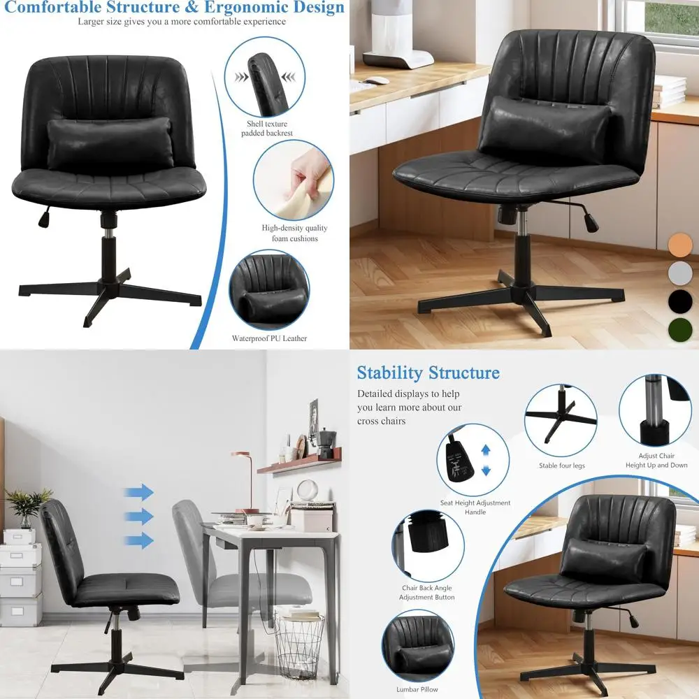 

Регулируемое офисное кресло с подлокотниками, широким основанием, регулировкой высоты, черное, для дома и гардеробной