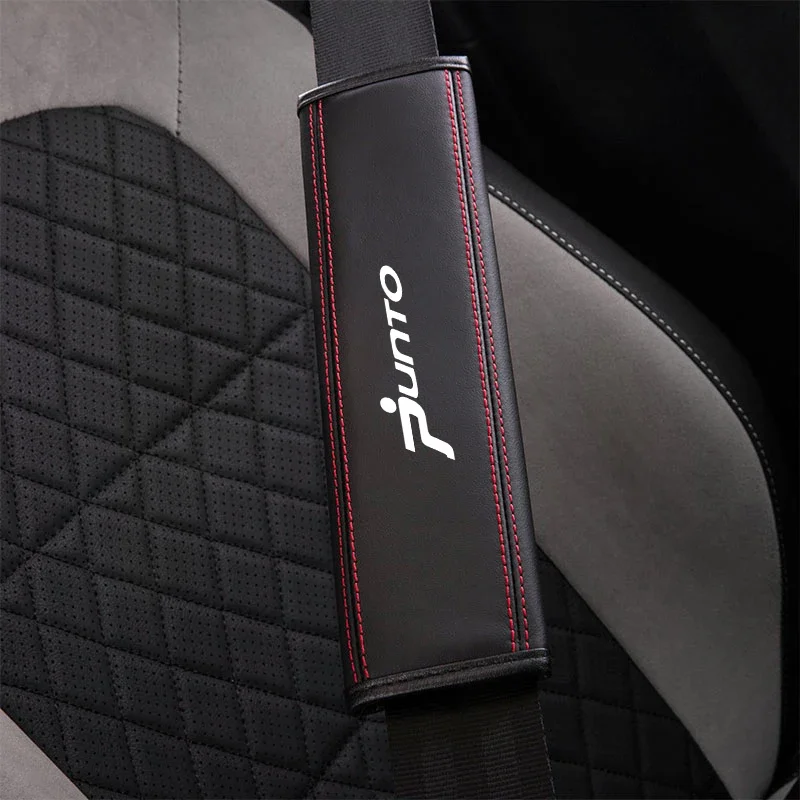 For FIAT PUNTO 2012-2016 2017 2018 2019 1pc Cowhide Car Interior Seat Belt Protector Cover For car Auto Accessories