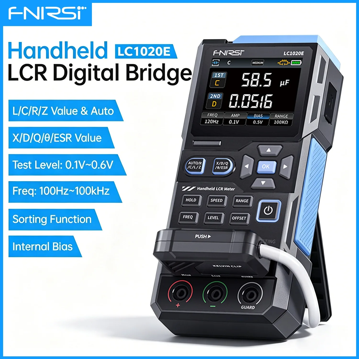 FNIRSI LC1020E Handheld Digital Bridge LCR Meter Auto L/C/R Measurement 2.8 Color Screen High Precision Measuring Instrument