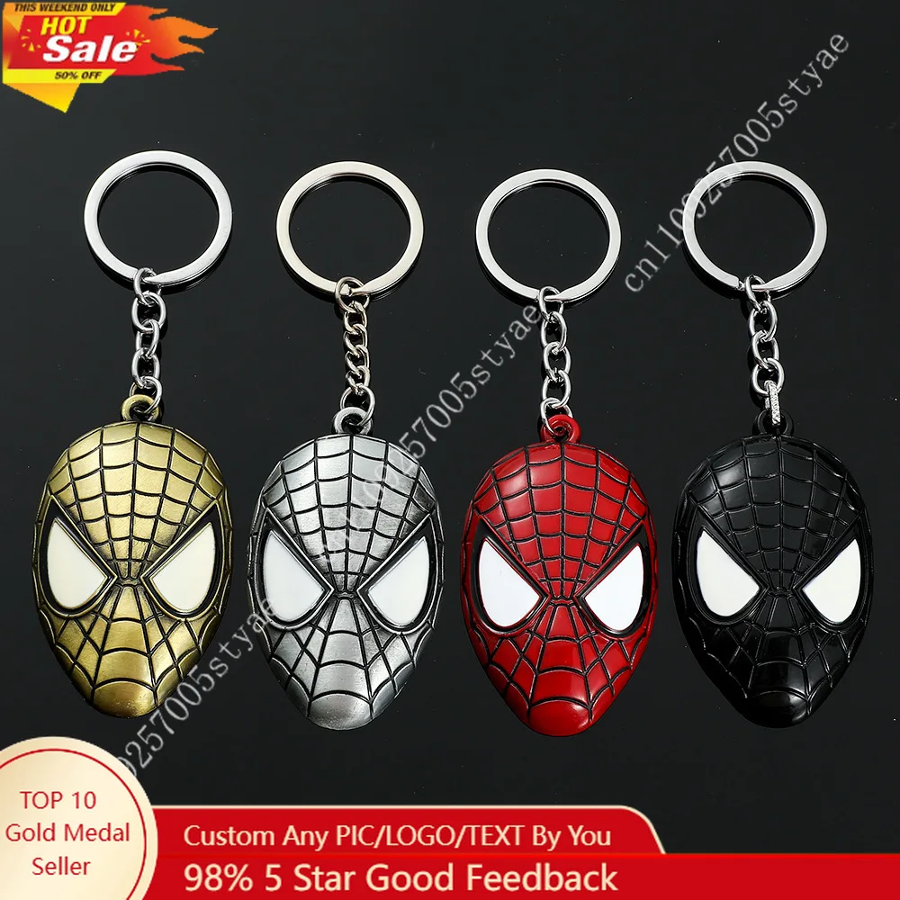 

Spider-man Captain America Deadpool Keychain Avengers Alloy Mask Keyrings Marvel Pendant Key Chain Backpack Accessories Gift