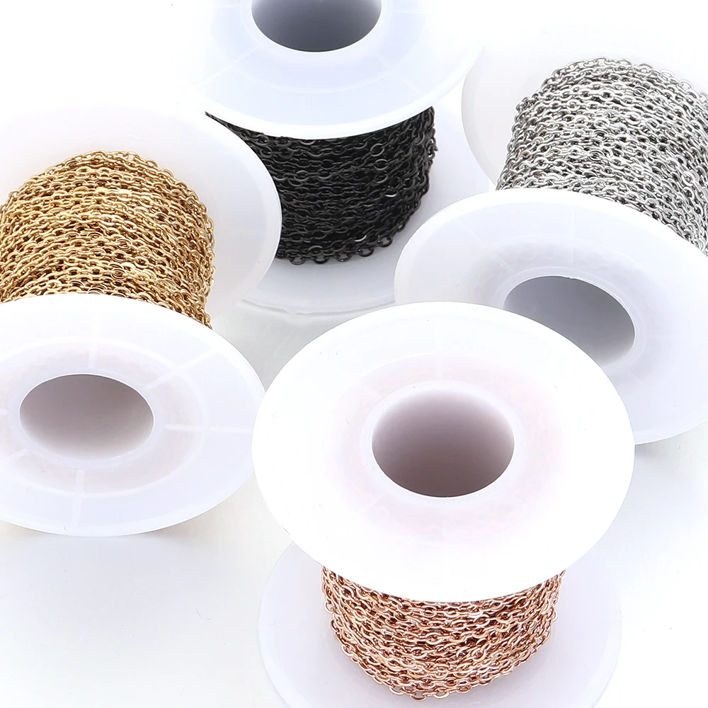 10 Yards/Lot Edelstahlkette, flache Drahtkette, Kreuzkette, Gliederkette für DIY-Schmuckherstellung, Halskette, Armband, Großpackung Kettenzubehör – Detail 6