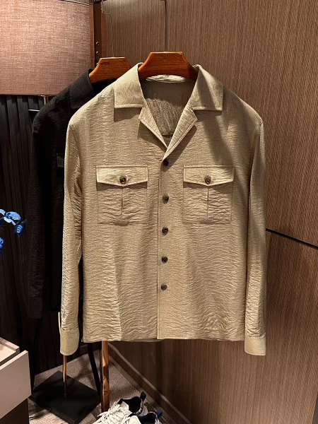 

High Quali Men's Long Sve irt Casual Cuban Collar Multi ket Spring 2026 New Sle American Leisure Faion
