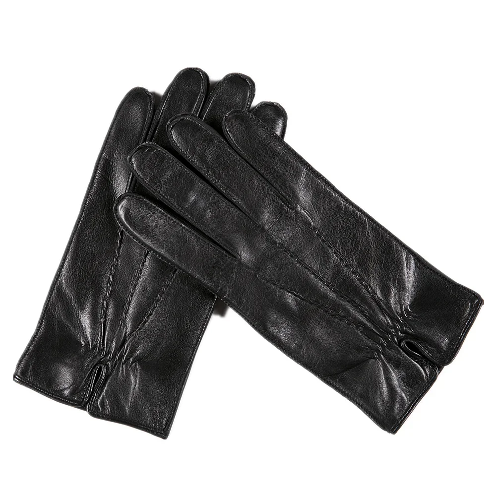 GOURS Winter Real Leather Gloves Men Black Genuine Goatskin Gloves Fleece Lining Warm Soft Driving Fashion New Arrival GSM019