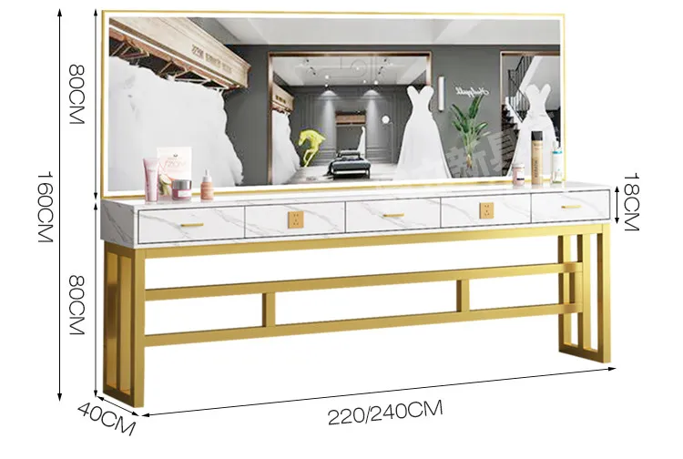 

Super bright barber shop mirror table hair salon special cabinet integrated single-sided double-sided marble hair salon perm and