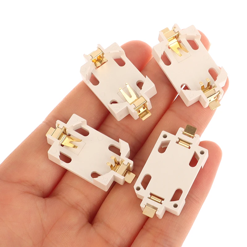 10Pcs DIY Accessories White Housing Gold-Plated Button Battery Holder For CR2032 SMD Socket Cases