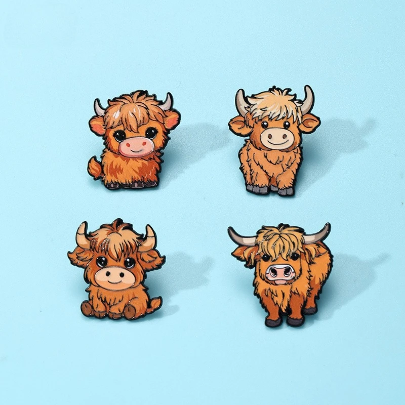 Cartoon Cute Fluffy Cow Brooch Kids Student Backpack Decoration Badge Pins DIY Clothing Bags Hat Scarf T-shirt For Friend's gift
