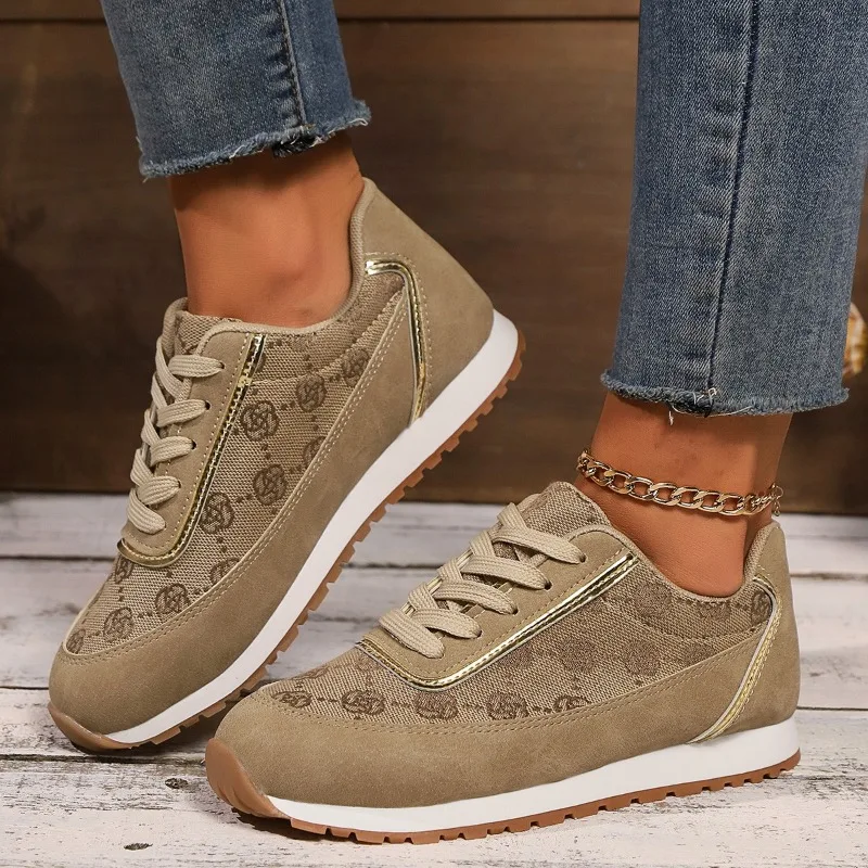 

New Style Fashion Popular Sports Shoes Women's Khaki Vulcanized Shoes Plus Comfortable Basketball Shoes