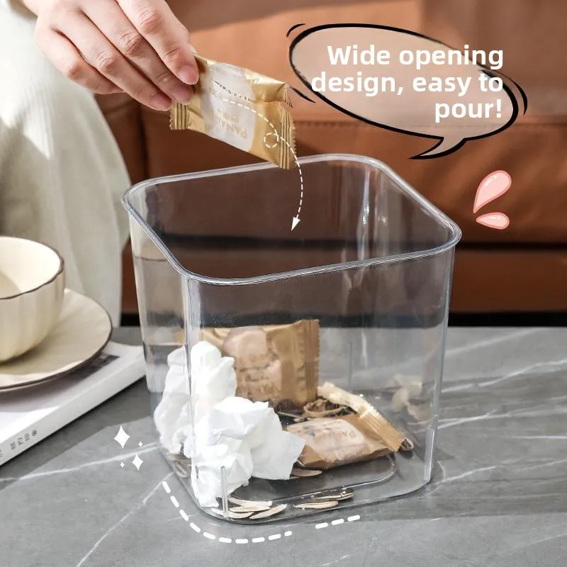 

Акриловый настольный контейнер для мусора, милый, для дома и офиса, квадратный, для хранения, экологичный, для уборки...