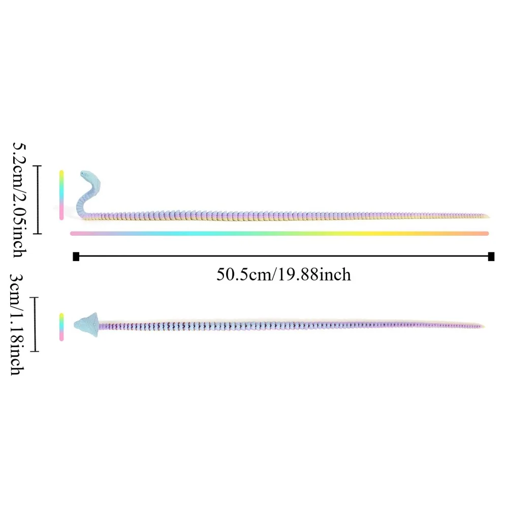 회전 가능한 3D 프린트 뱀 바이퍼, 멀티 컬러 시뮬레이션 뱀 장식, 50.5cm 동물 시뮬레이션 모델, 홈 데코