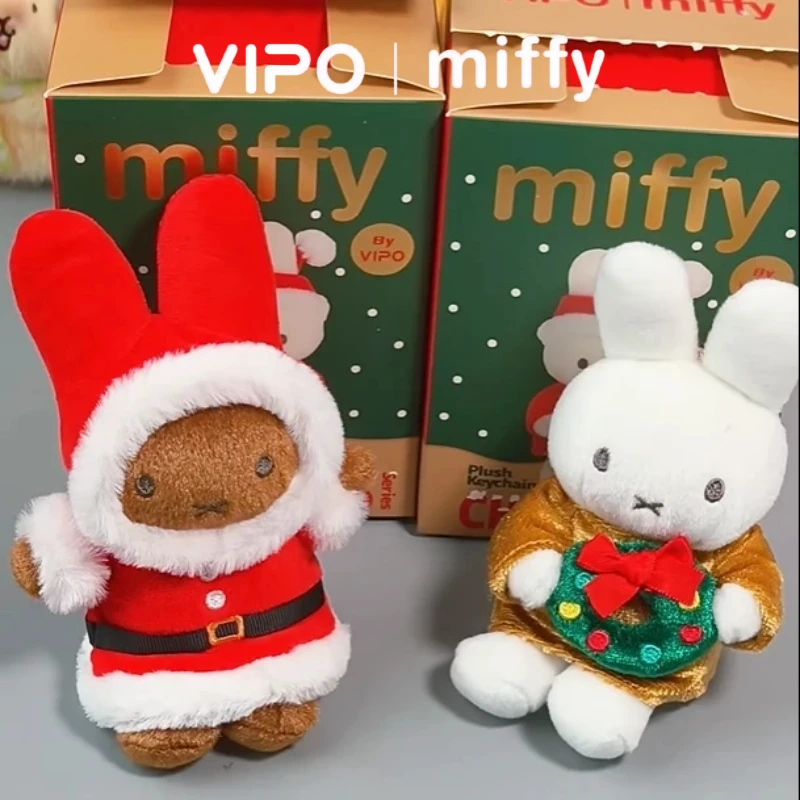 本物のvipoミッフィークリスマスシリーズのキーチェーン、ボルス、メラニー、ミッフィーのぬいぐるみペンダント、バッグオーナメント、キーチャーム、お祭りギフト、おもちゃ。